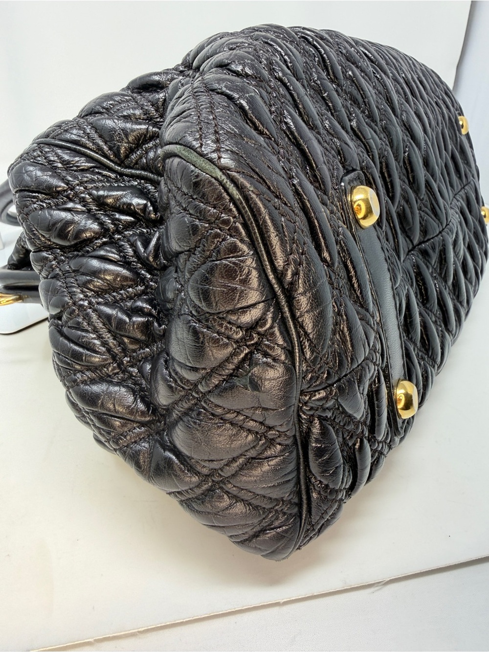 Marc Jacobs Rare Vintage Black Quilted Leather Stam Bag Classic Full Size - Picture 6 of 17